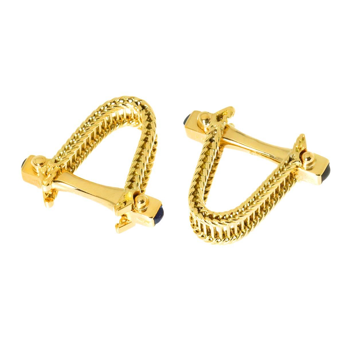 カルティエ Cartier カフス サファイア K18 YG イエローゴールド 750