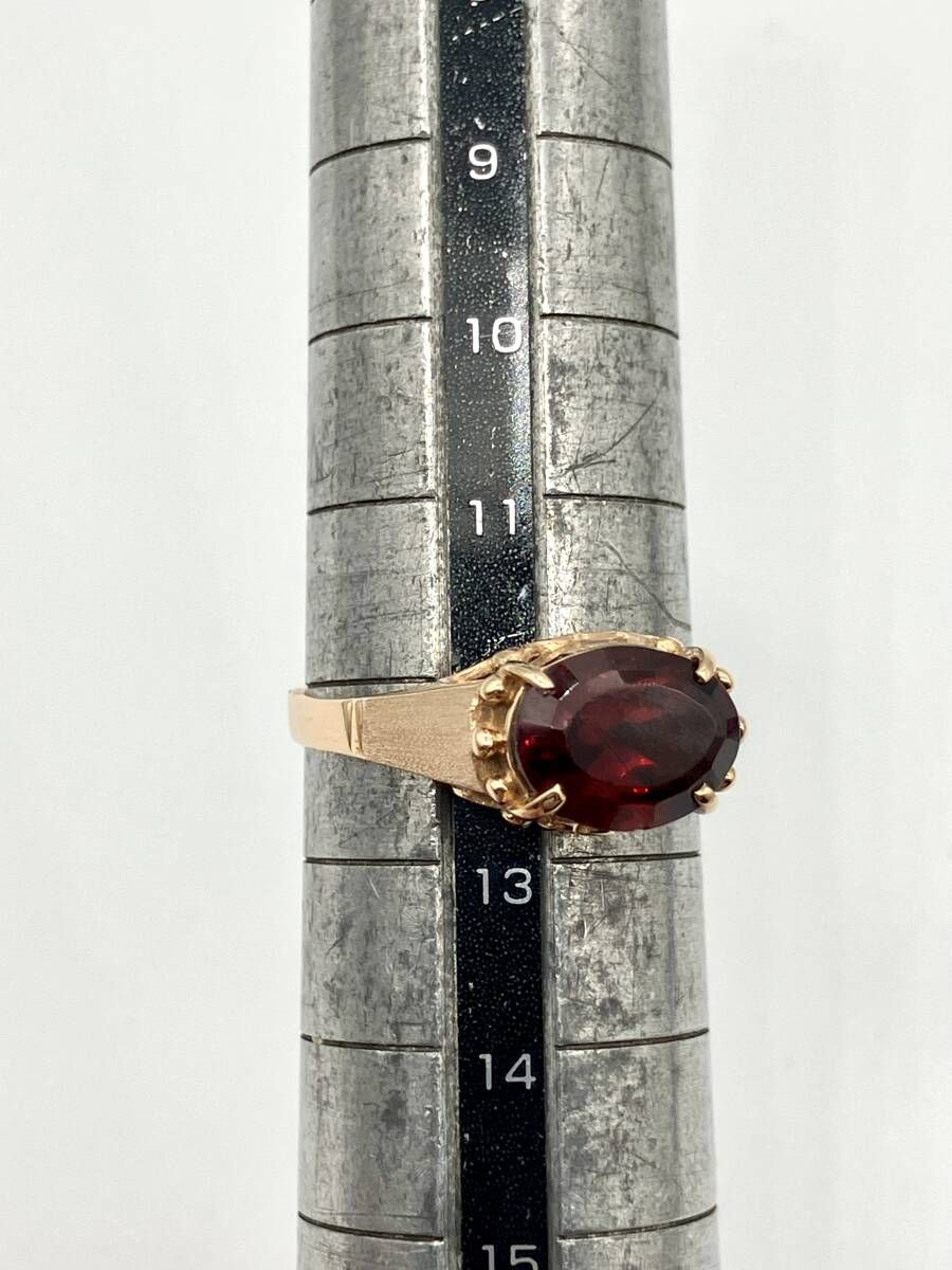 鑑別書付】ガーネット K18 リング 12号 総重量3.0g ゴールド 指輪