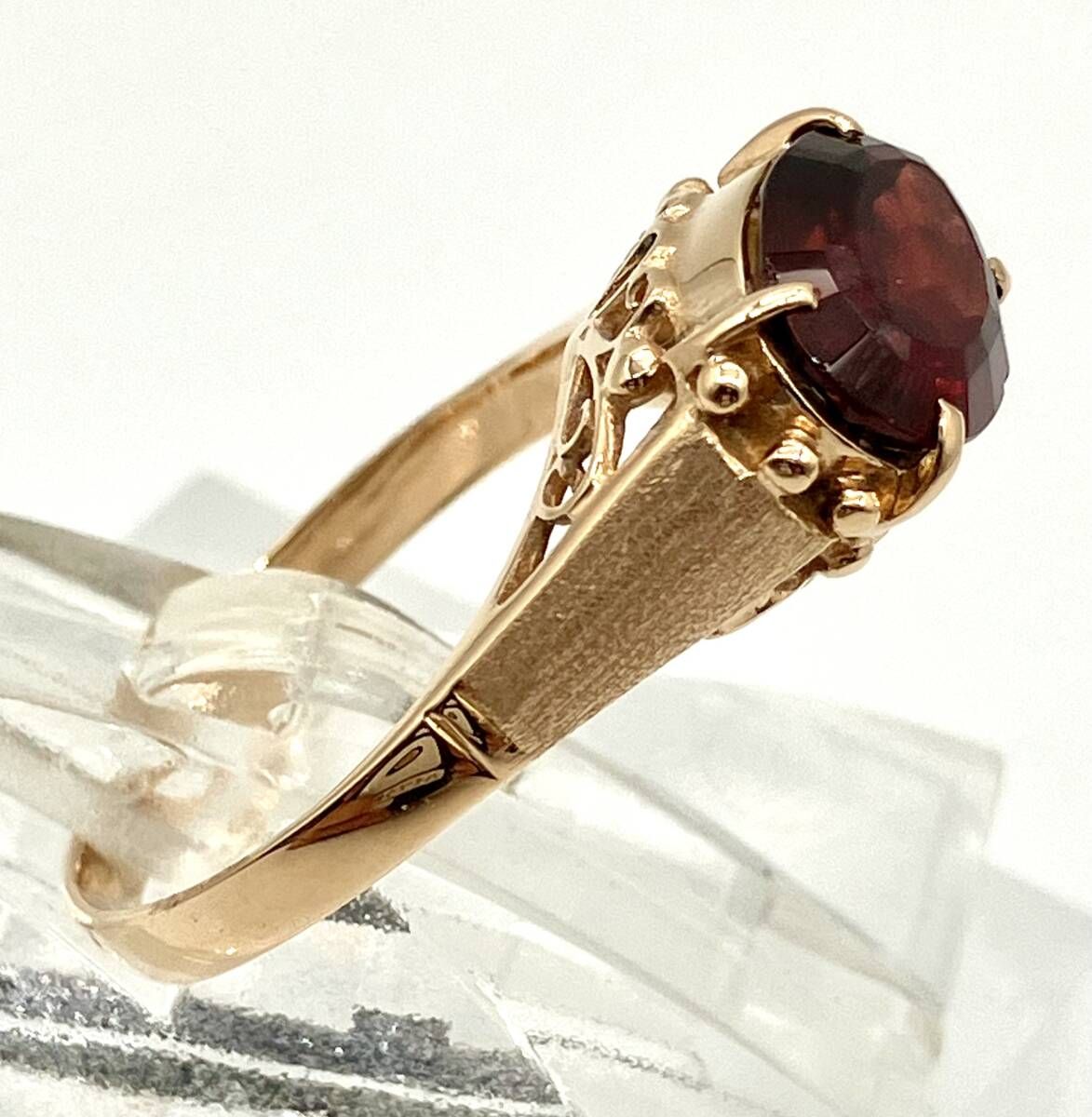 鑑別書付】ガーネット K18 リング 12号 総重量3.0g ゴールド 指輪