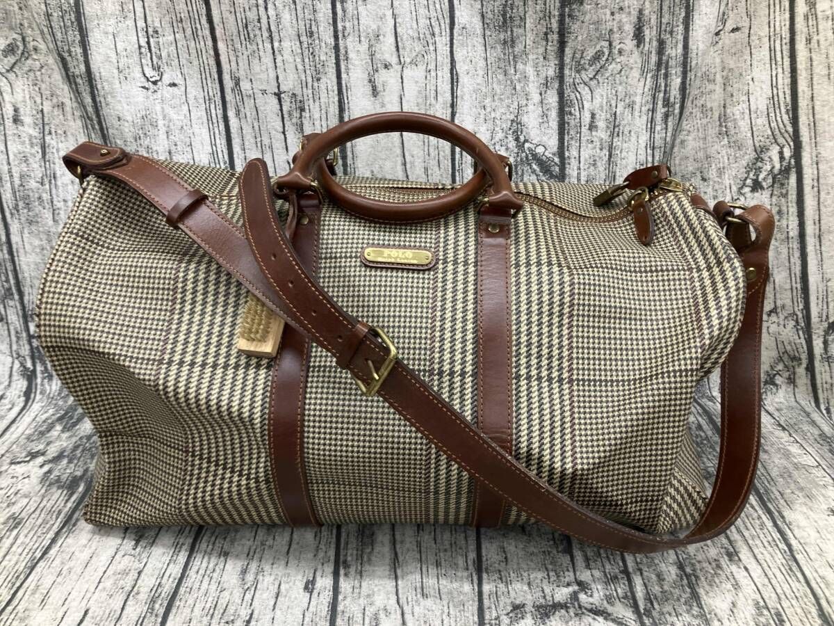 RALPH LAUREN ラルフローレン ボストンバッグ チェック柄 ブラウン