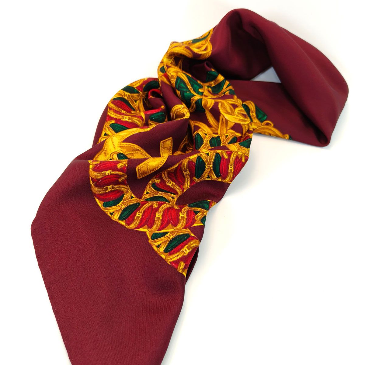 CHANEL シャネル クリポア アクセサリー柄 スカーフ ボルドー 管理番号