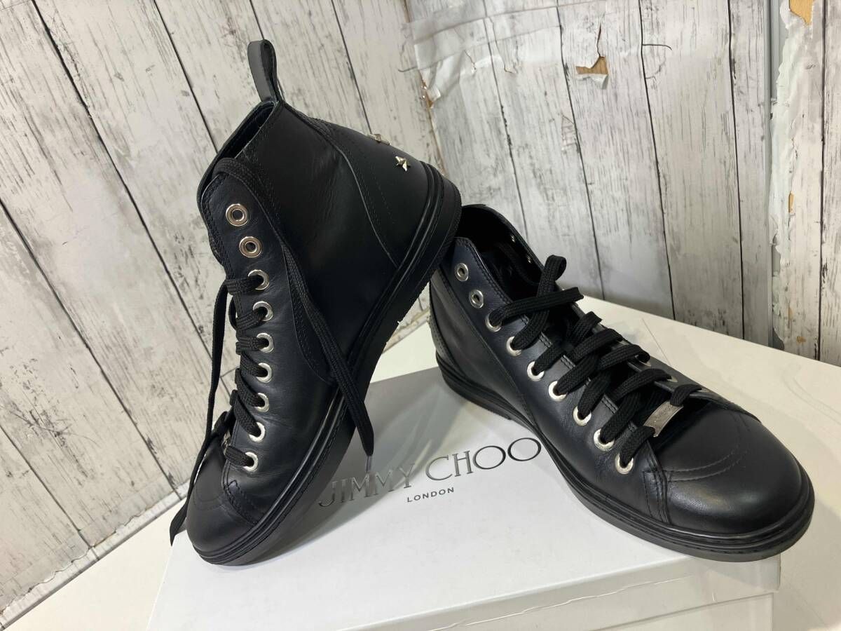 JIMMY CHOO ジミーチュウ ブラック スタッズ レザー ハイカット サイズ