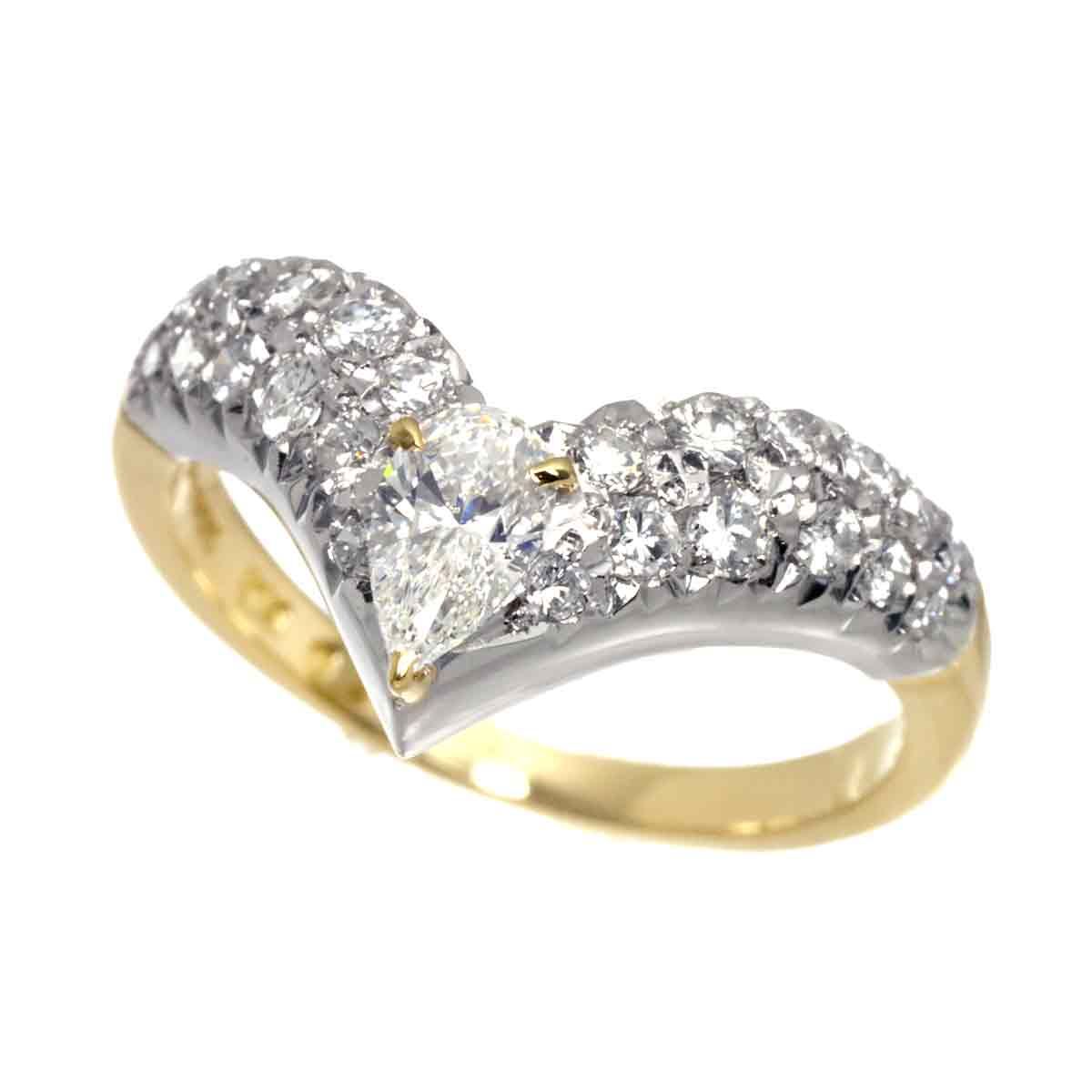 タサキ TASAKI 10号 リング ダイヤ 0.33/0.34ct Pt プラチナ K18 YG