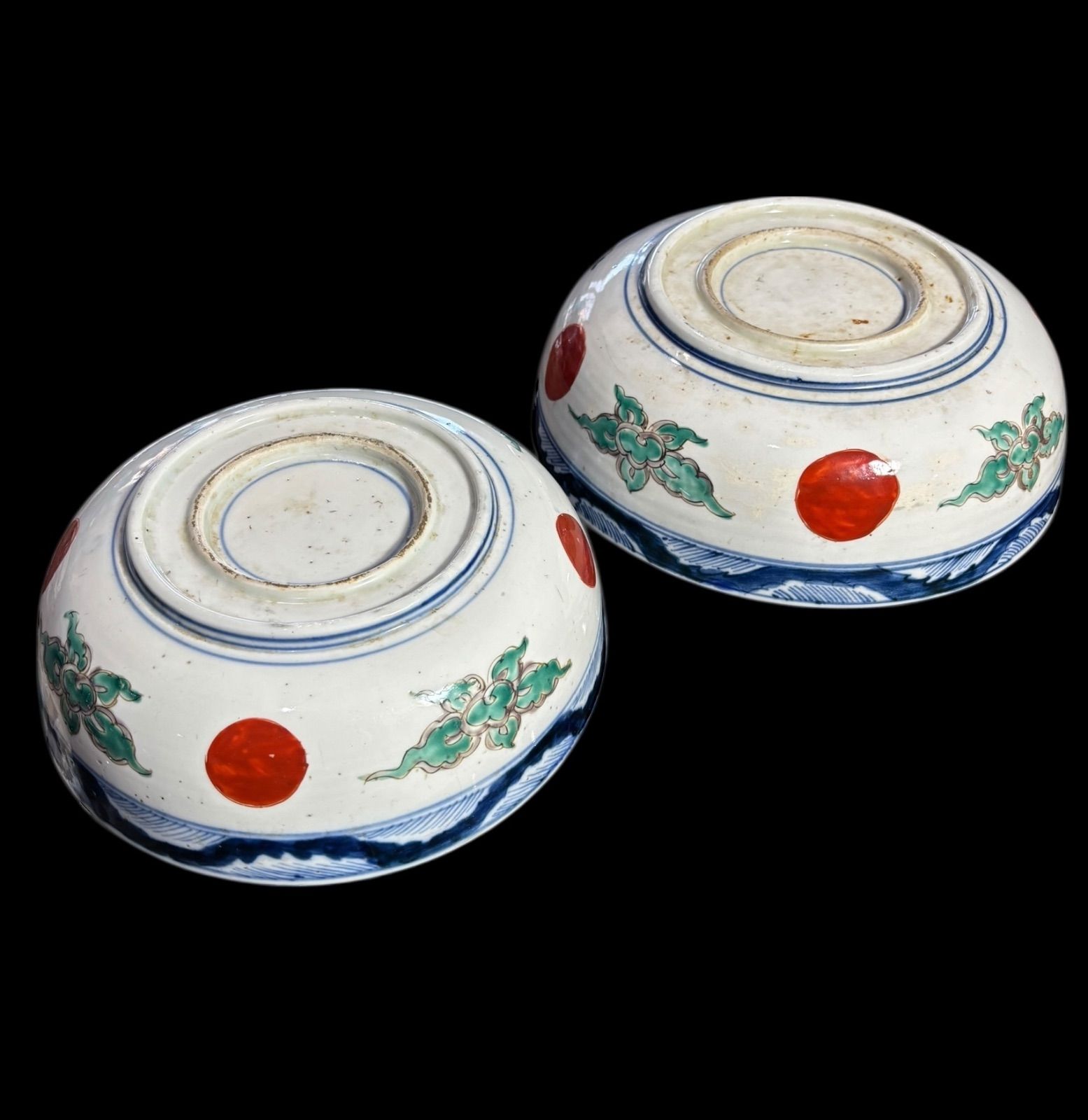 古伊万里大振色絵雪中筍興図覗猪口 無傷 江戸中期 386