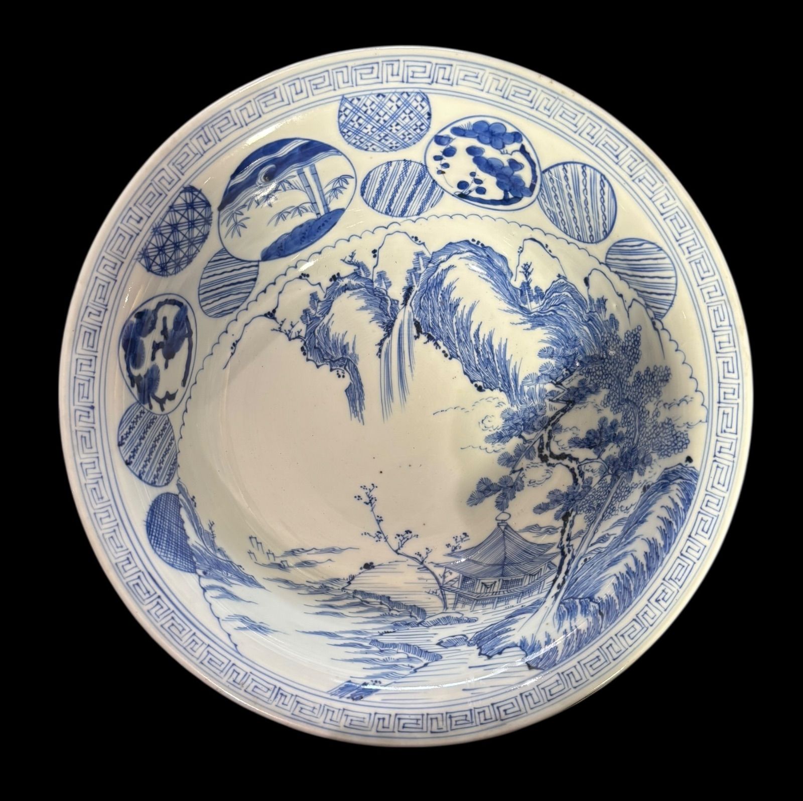 古伊万里 染付 大鉢 松竹梅山水風景図 盛り鉢 取り皿 飾り皿 和食器