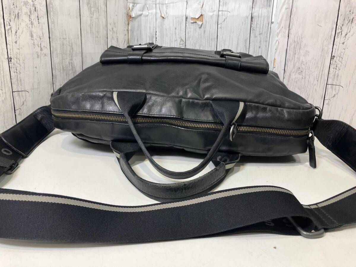 HUGO BOSS ヒューゴボス ビジネスバッグ レザー ブラック ショルダー