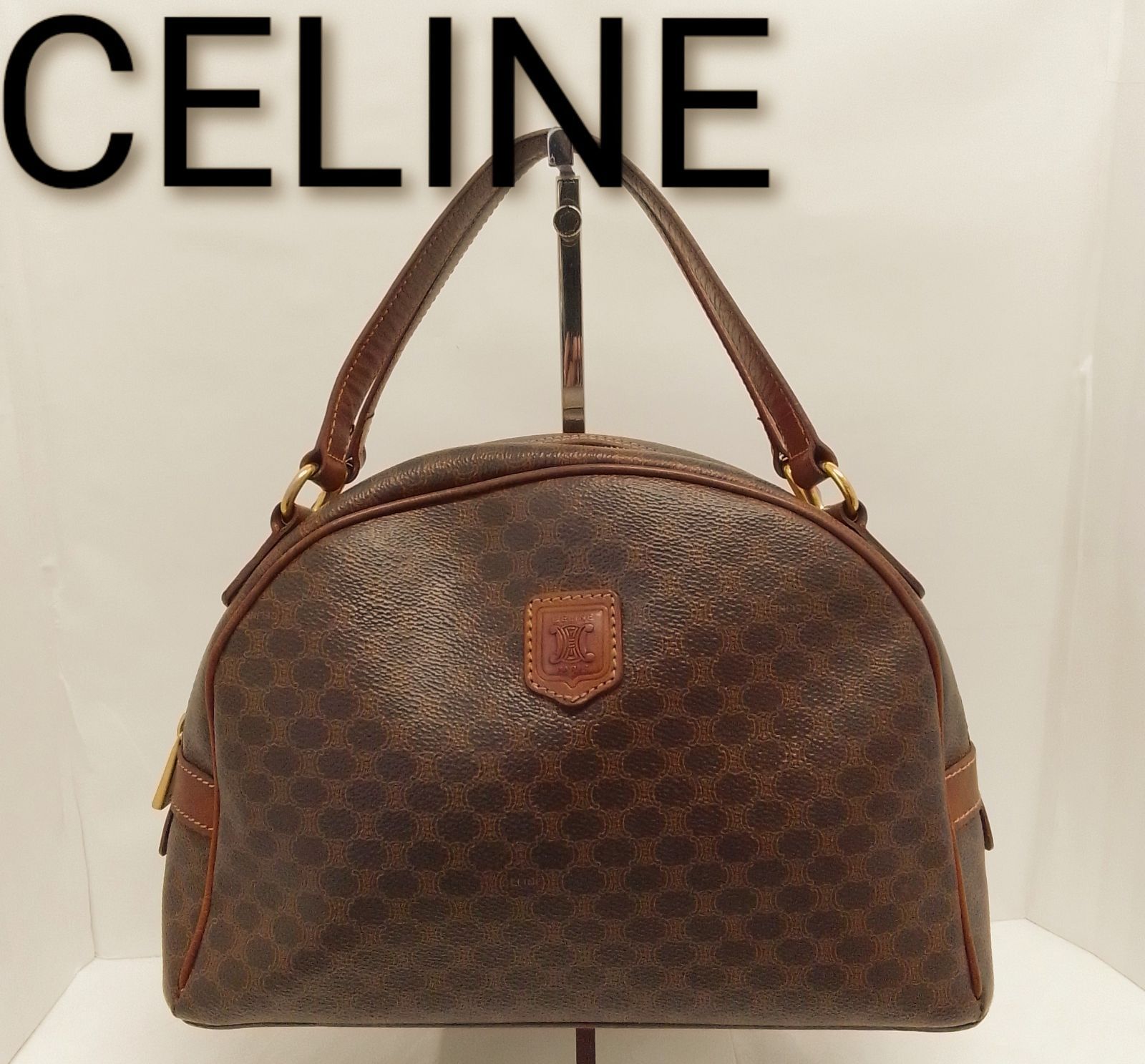 ANP01 セリーヌ 極美品 マカダム ハンドバッグ トリオンフ ゴールド金具 APS19 セリーヌ マカダム ハンドバッグ ゴールド金具 トリオンフ