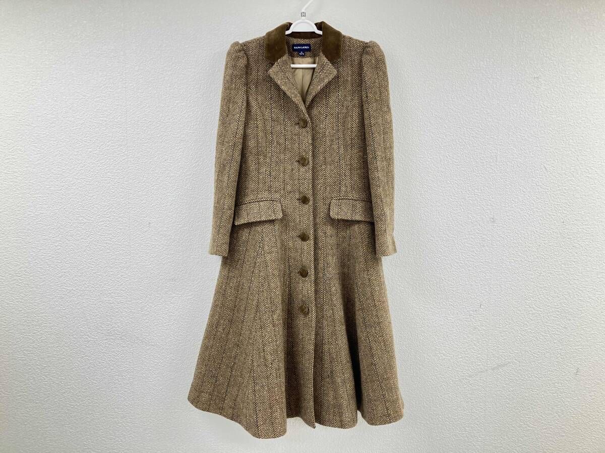【極美品】ラルフローレン ヘリンボーン リバーシブル ウール ロングコート RALPH LAUREN ロングコート 【公式通販】