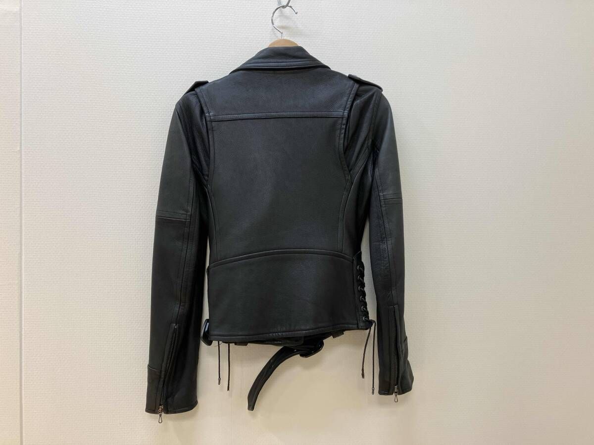 Roen ロエン ダブルライダースジャケット レザージャケット size:36 黒