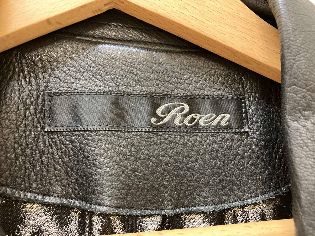 Roen ロエン ダブルライダースジャケット レザージャケット size:36 黒
