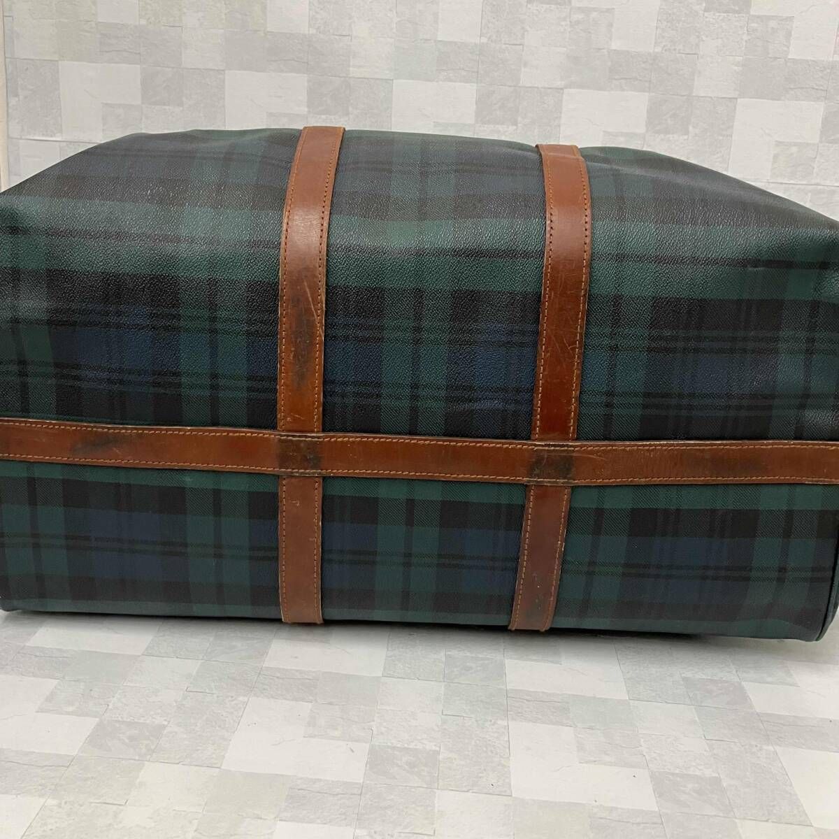 廃盤品 ポロ ラルフローレン 2way レザー ボストン チェック ショルダー ポロ ラルフローレン ボストンバッグ 2way チェック PVC レザー 大容量