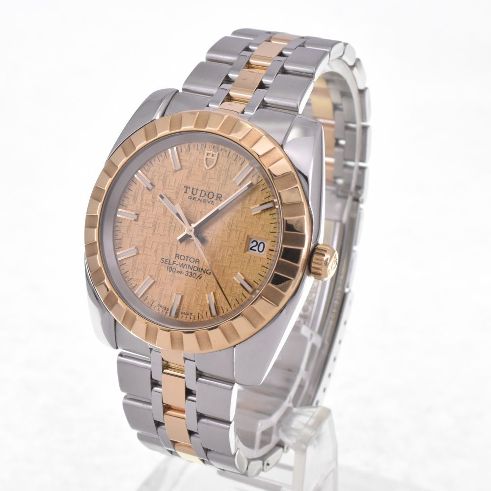 値下 チューダー TUDOR 21013 クラシック38 デイト SS/YG コンビ 自動 