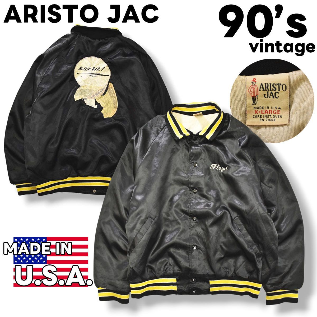 90s ヴィンテージ USA製 アリストジャック ARISTO JAC バック 刺繍 