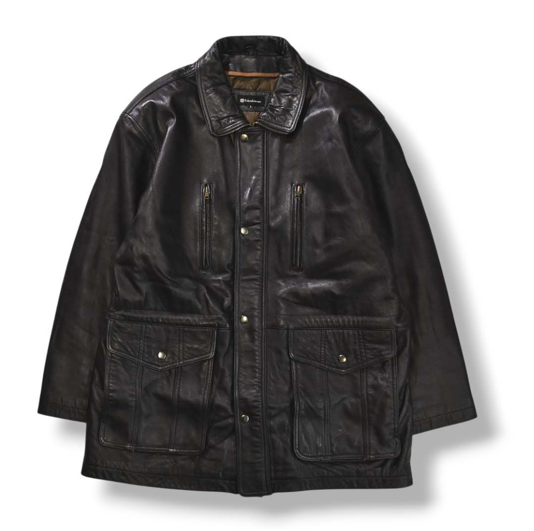 90sヴィンテージ古着　レザージャケット羊革中綿入り 90s ヴィンテージ タカシマヤ 高島屋 Takashimaya イタリア製 羊革