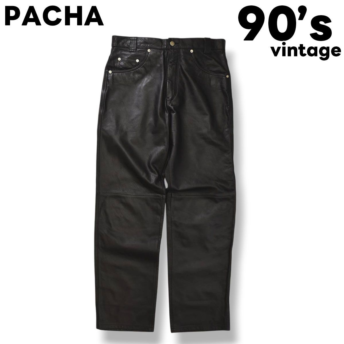 90sヴィンテージ PACHA パチャ 牛革 公式 カウレザー パンツ