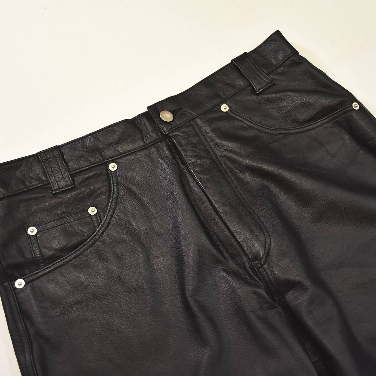 トルネードマート 黒 ヴィンテージ カウレザー （牛革）パンツ サイズ