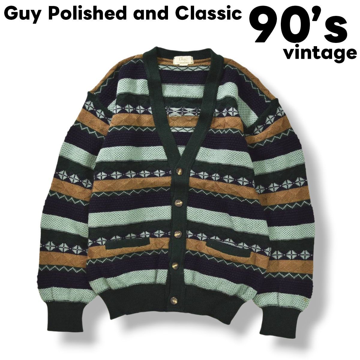 90s ヴィンテージ 日本製 Guy Polished and Classic 3D ニット