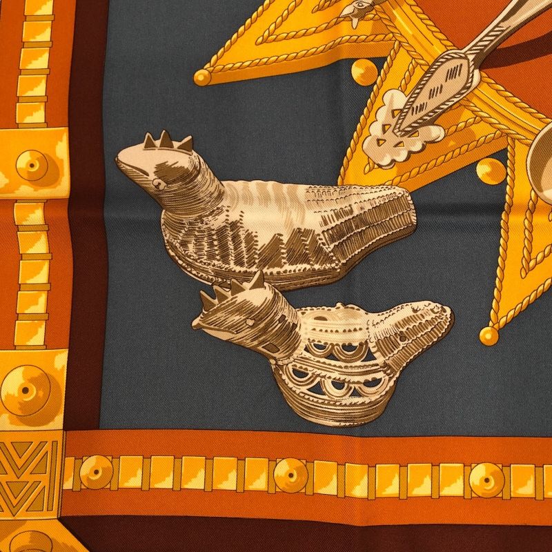 エルメス HERMES カレー90 CUILLERS D'AFRIQUE シルク100％ レディース