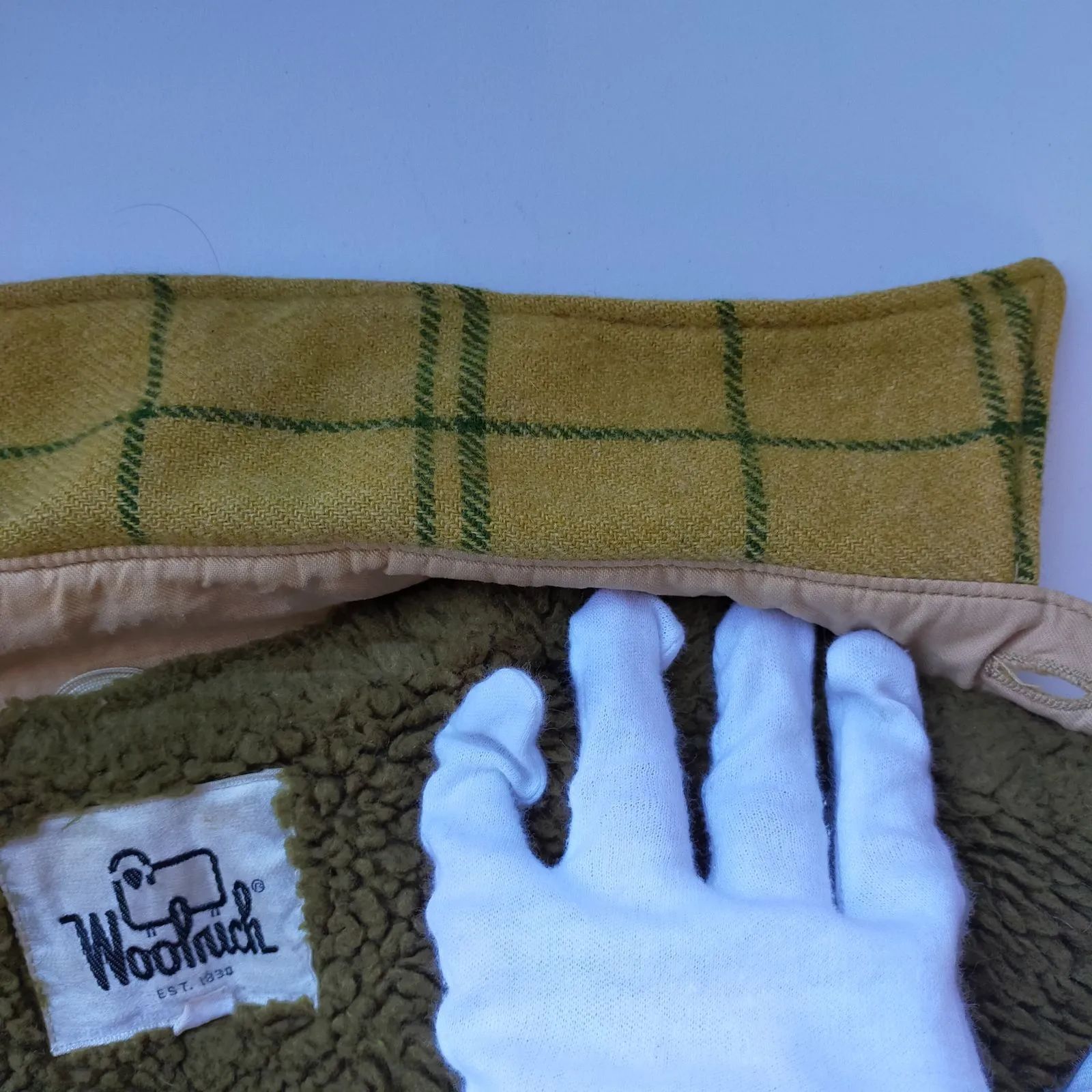 ○M12074 【70s】 WOOLRICH ウールリッチ チェック柄 裏ボア ウール