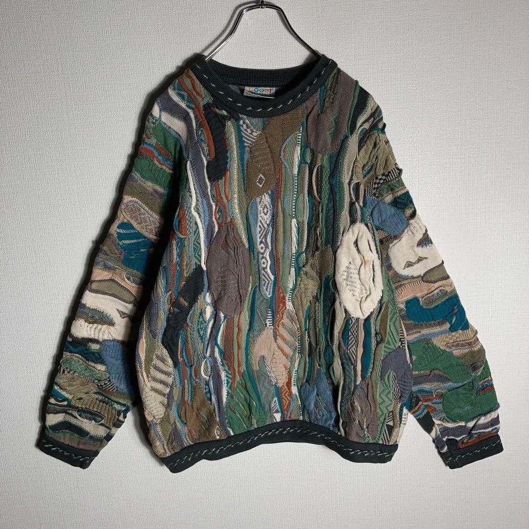 美品 希少 2XL COOGI クージー 3D ニット 立体 編み込み 美配色 coogi クージー 立体 編込み 3Dニット マルチカラー 総柄 凹凸 - メルカリ