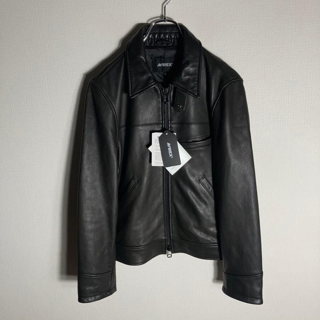 新品未使用タグ付き】AVIREX レザージャケット 羊革 トラッカー 黒 M