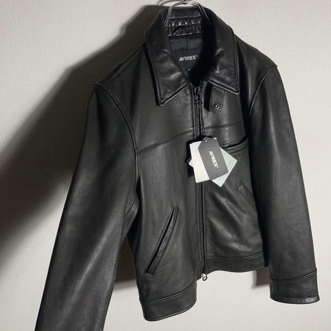 新品未使用タグ付き】AVIREX レザージャケット 羊革 トラッカー 黒 M