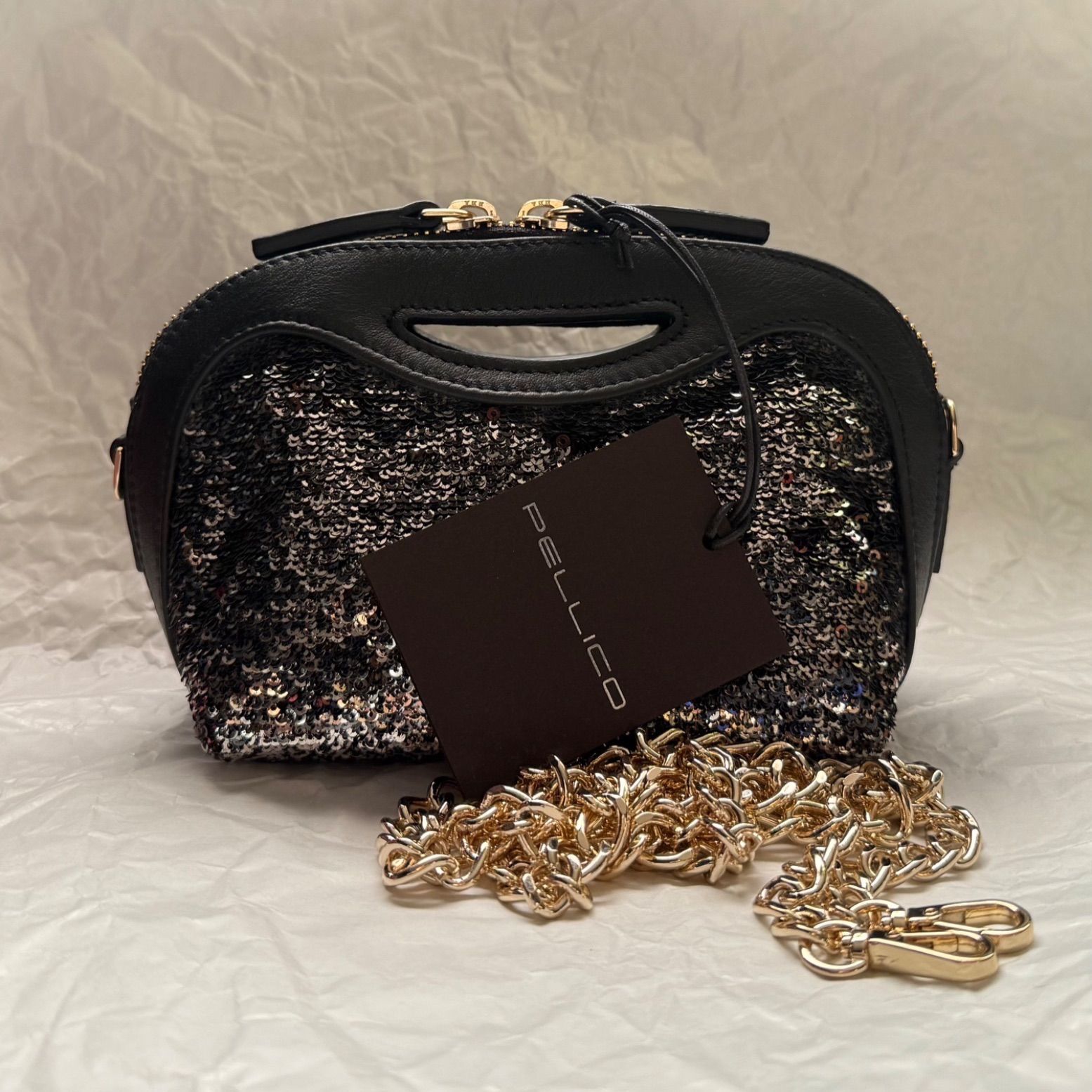 PELLICO ペリーコ アネッリ ラフィア ハンドバッグ ブラック 新品 定価46,200円】ペリーコ クラッチバッグ ハンドバッグ ショルダー