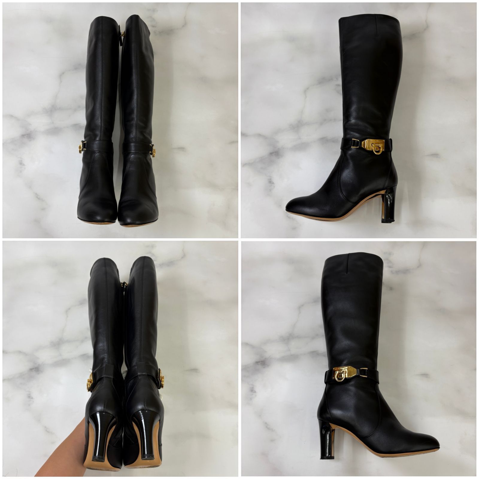 【未使用】フェラガモ　Ferragamo レザー　ロングブーツ Salvatore Ferragamo(サルヴァトーレフェラガモ) / ロングブーツ/24.5