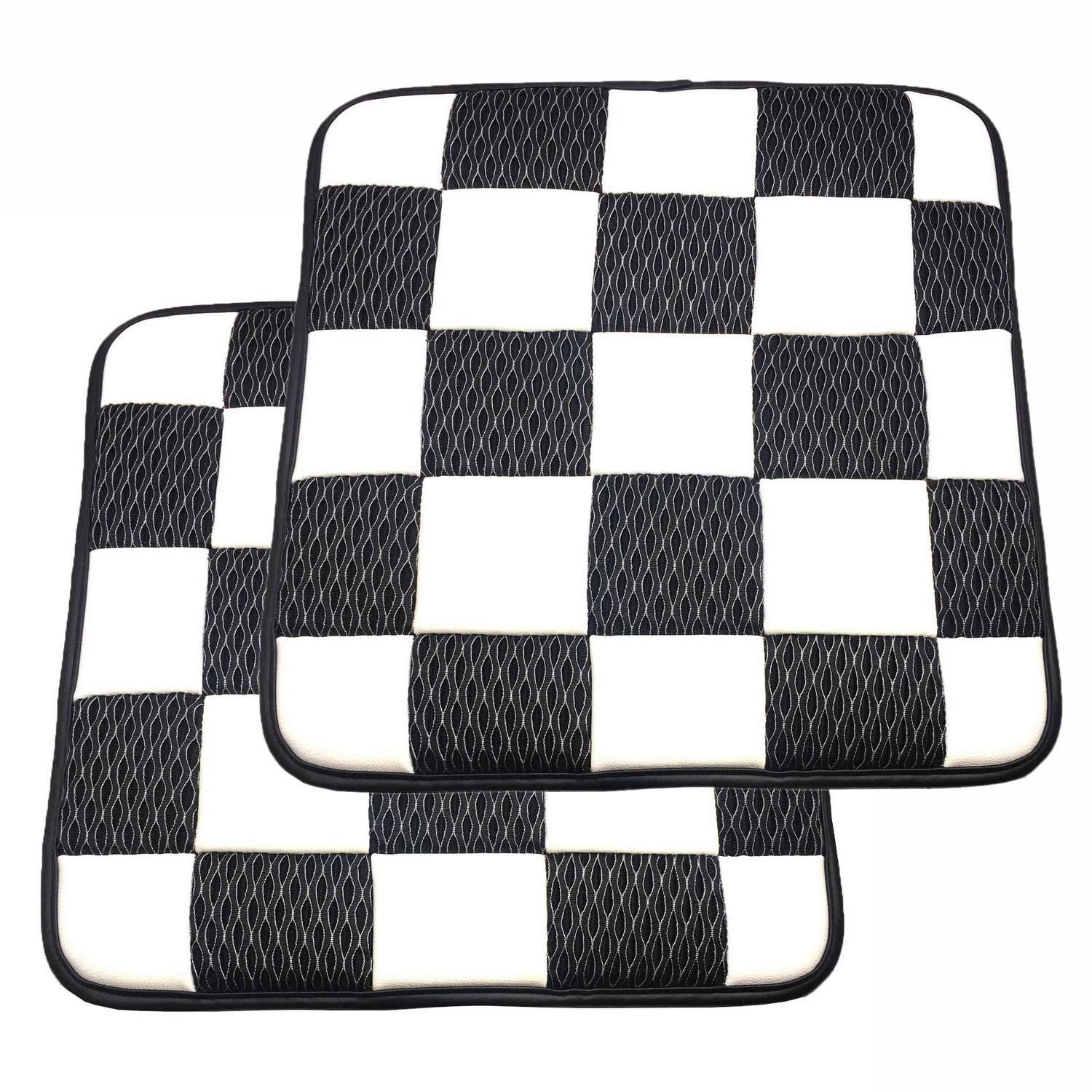 【人気商品】スカイベル(SKYBELL) カー シート クッション 2枚セット 車 通気性 薄型 ミニクーパー BMW MINI 対応 アクセサリー 座布団 運転席 助手席 (チェッカー)