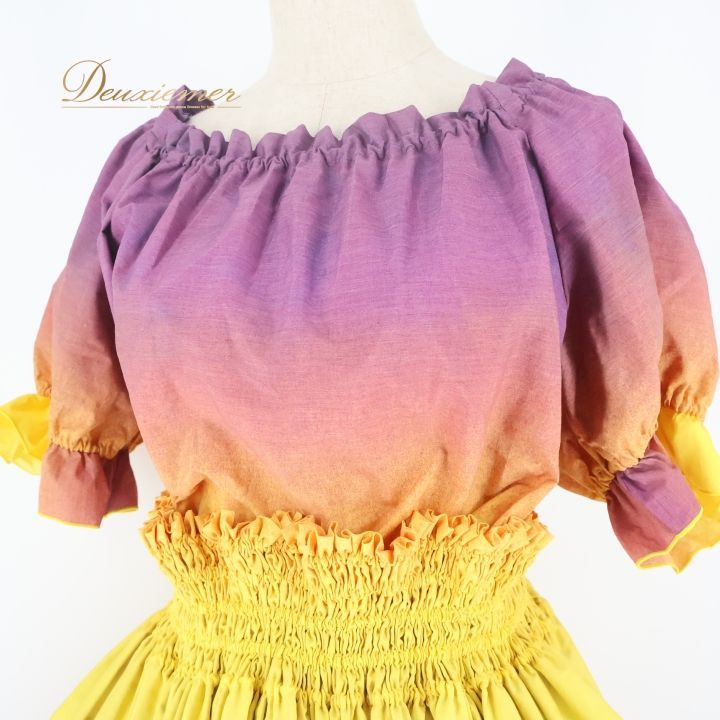 フラダンス 衣装 ツーピース セットアップ 上下セット パープル系