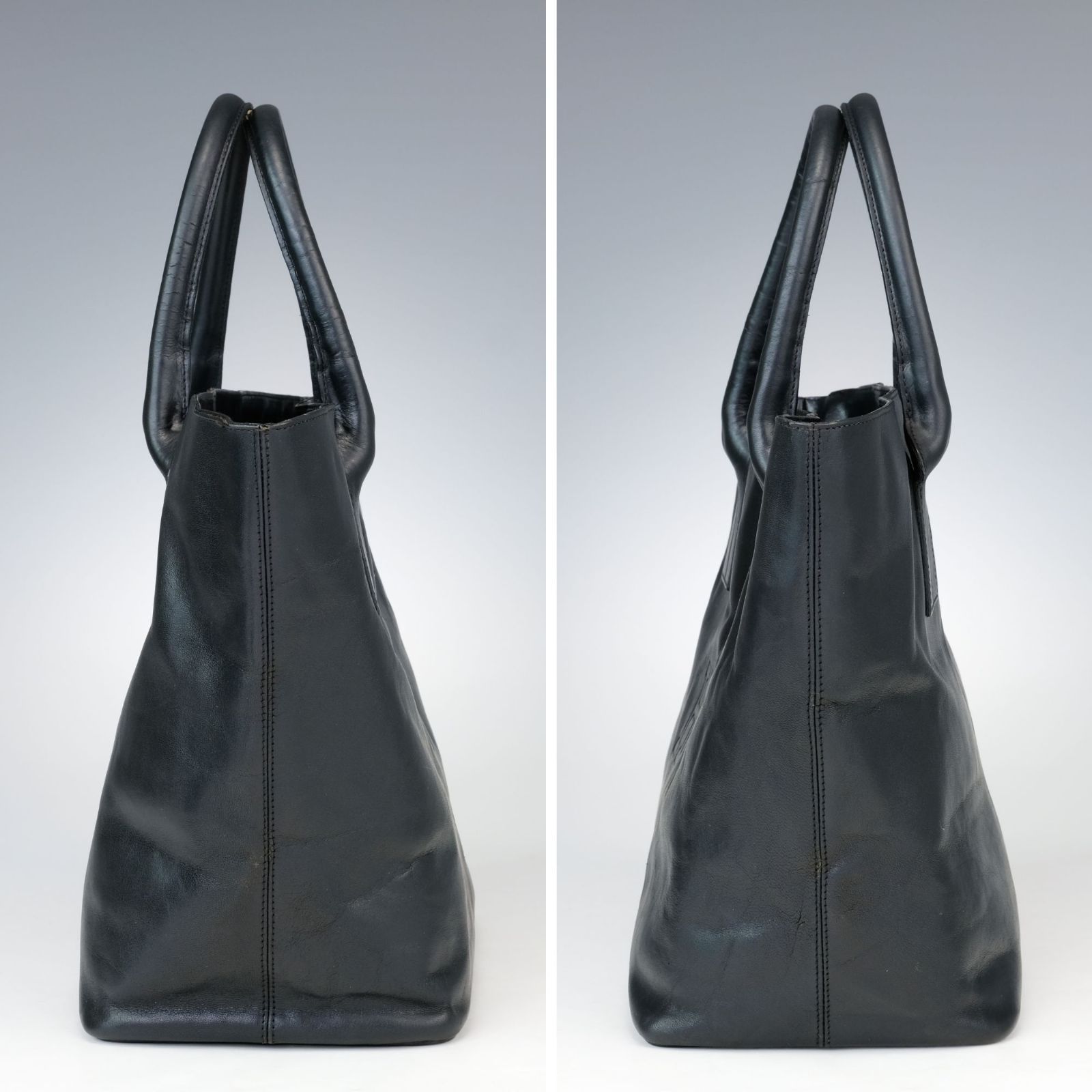 値下げ★美品 HIROFU ヒロフ 高級牛革 Hロゴ型押トートバッグ ブラック HIROFU ヒロフ ブラック 大容量 トートバッグ エンボスロゴ 本革 A4