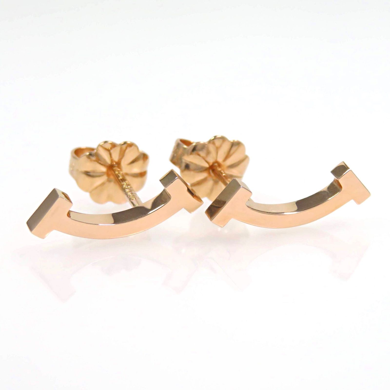 TIFFANY&Co ティファニー Au750 Tスマイル ミニ ピアス ローズゴールド