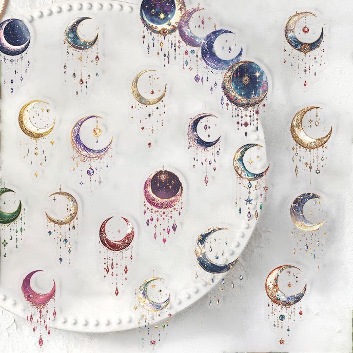 397】コラージュ素材 シール ステッカー 月 星 雫 装飾 PET