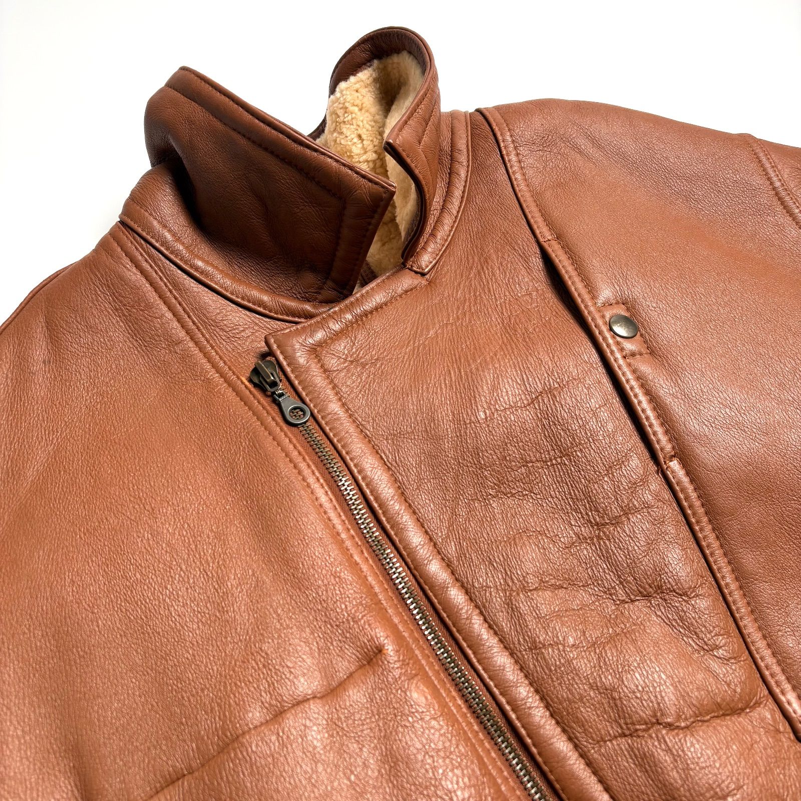 羊革】SHEARLING リアルムートンジャケット キャメルブラウン 茶 56