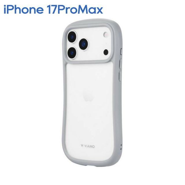 iPhone17ProMax ケース くびれフォルム ライトグレー カラーフレーム