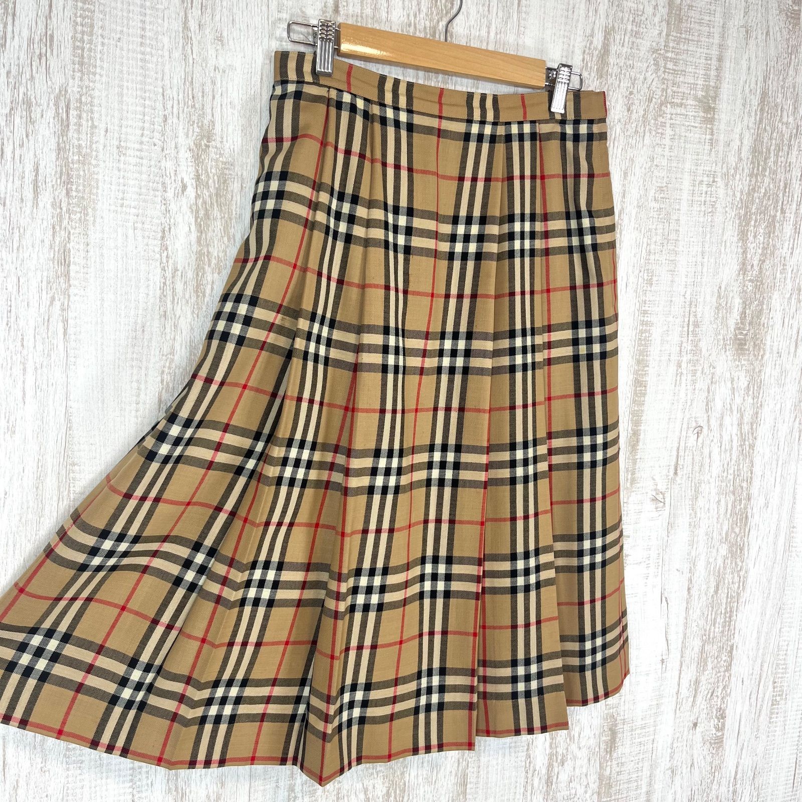 Burberrys バーバリーズ ノバチェック ウール ミモレ丈 プリーツ