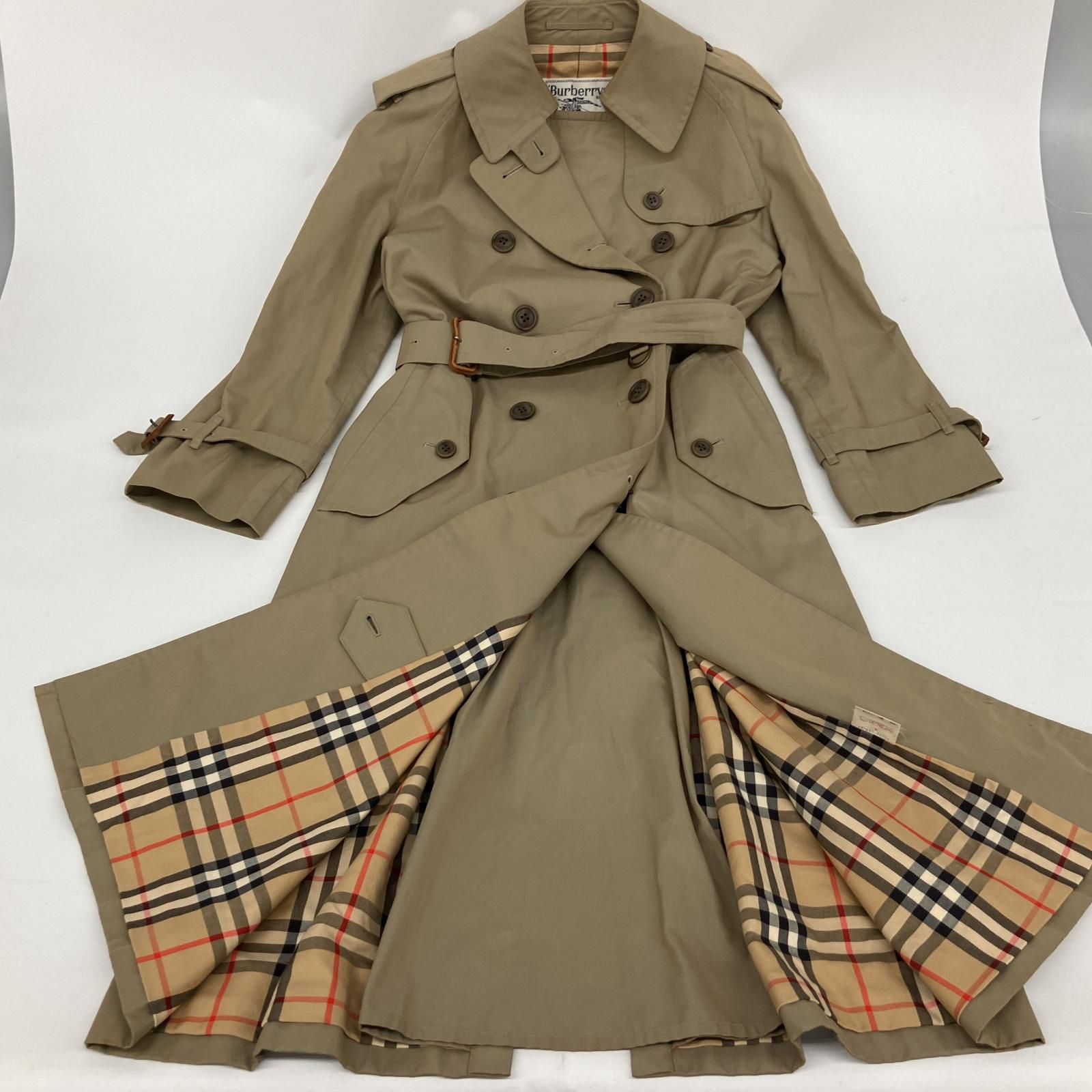 ✨美品✨バーバリー　トレンチコート　ダブル　ノバチェック　大きいサイズ　LL バーバリートレンチコートベージュダブルノバチェックベルト付き