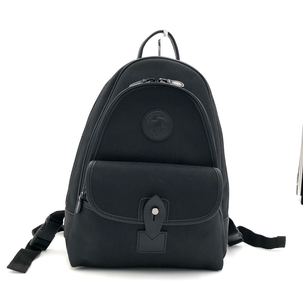 美品】ハンティングワールド リュック 黒 ナイロン レザー バック