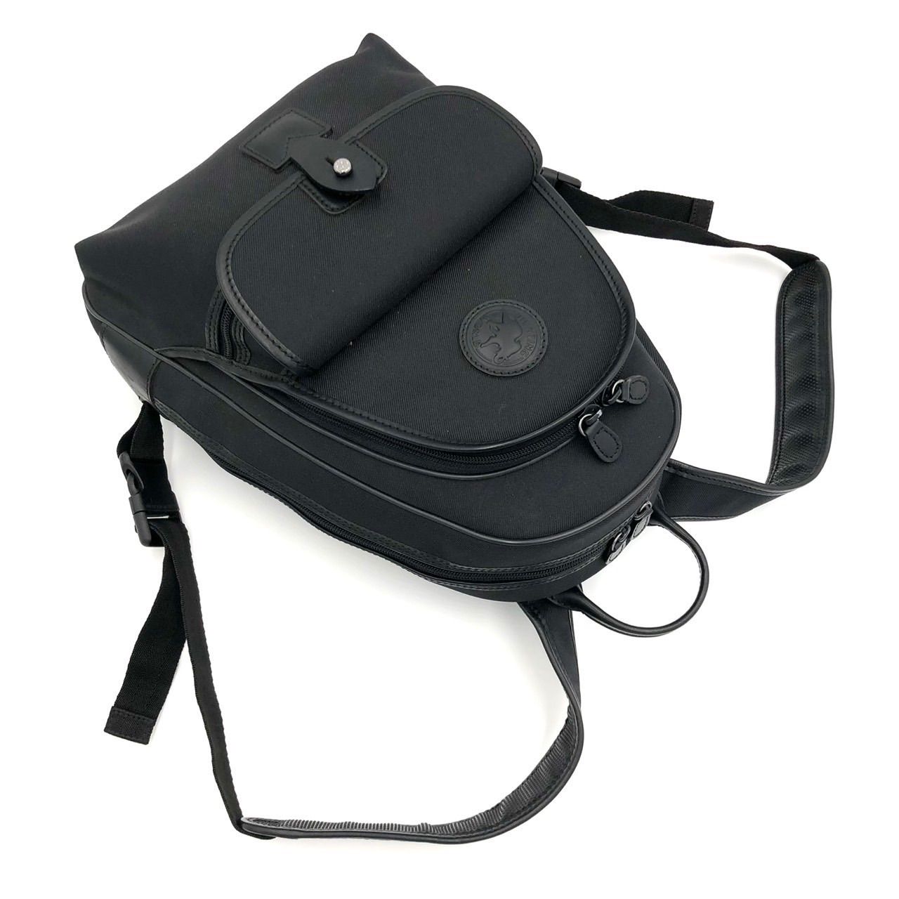 美品】ハンティングワールド リュック 黒 ナイロン レザー バック 