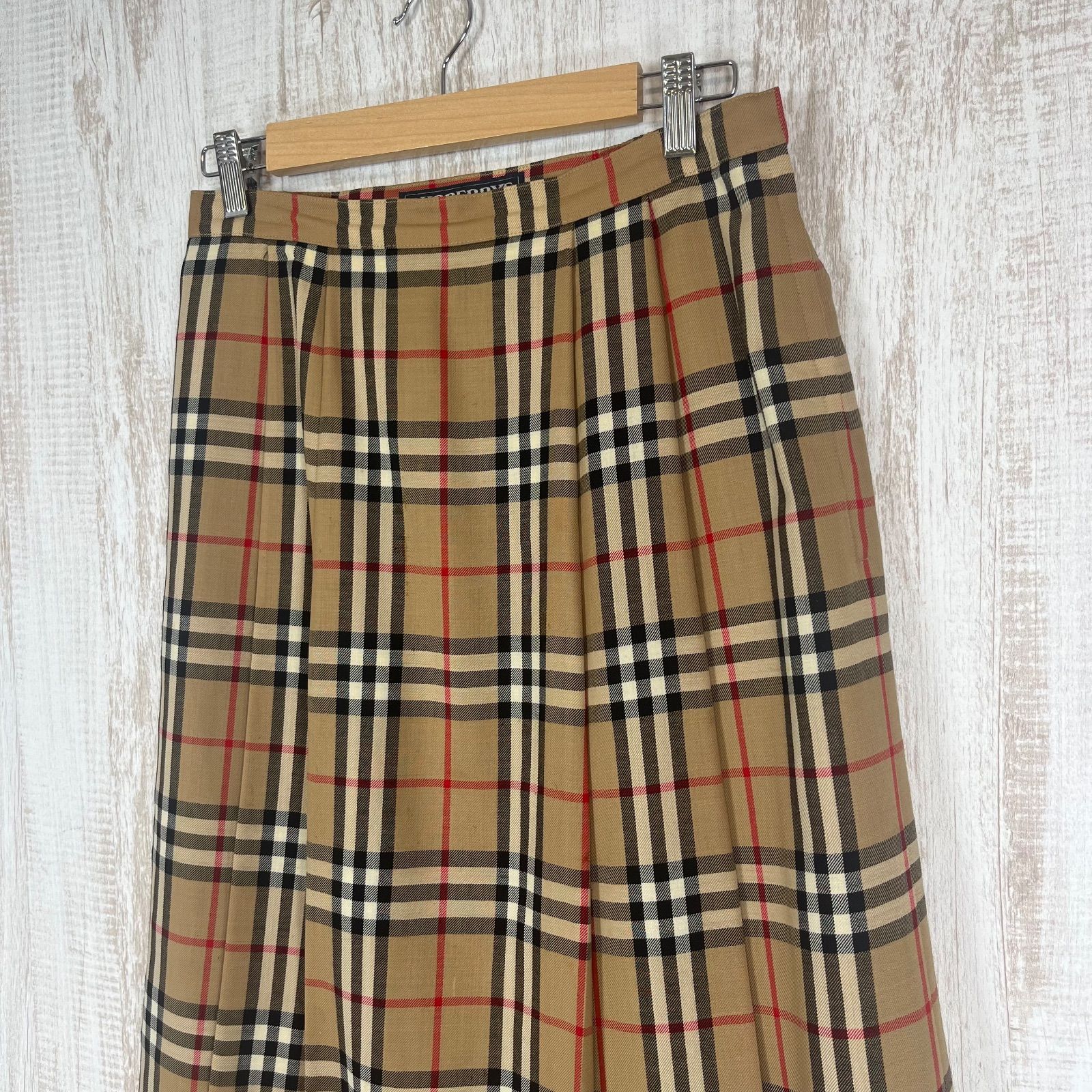 Burberrys バーバリーズ ノバチェック ウール ミモレ丈 プリーツ