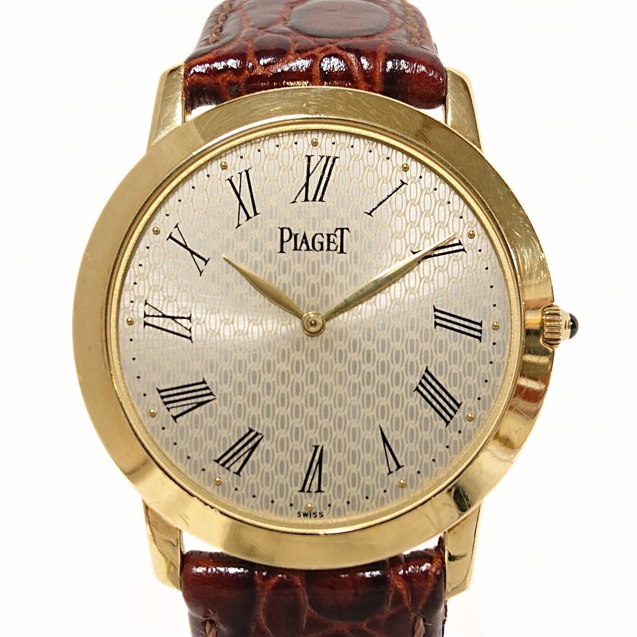 PIAGET】ピアジェ K18WG 金無垢 手巻き メンズ 革ベルト ピアジェ