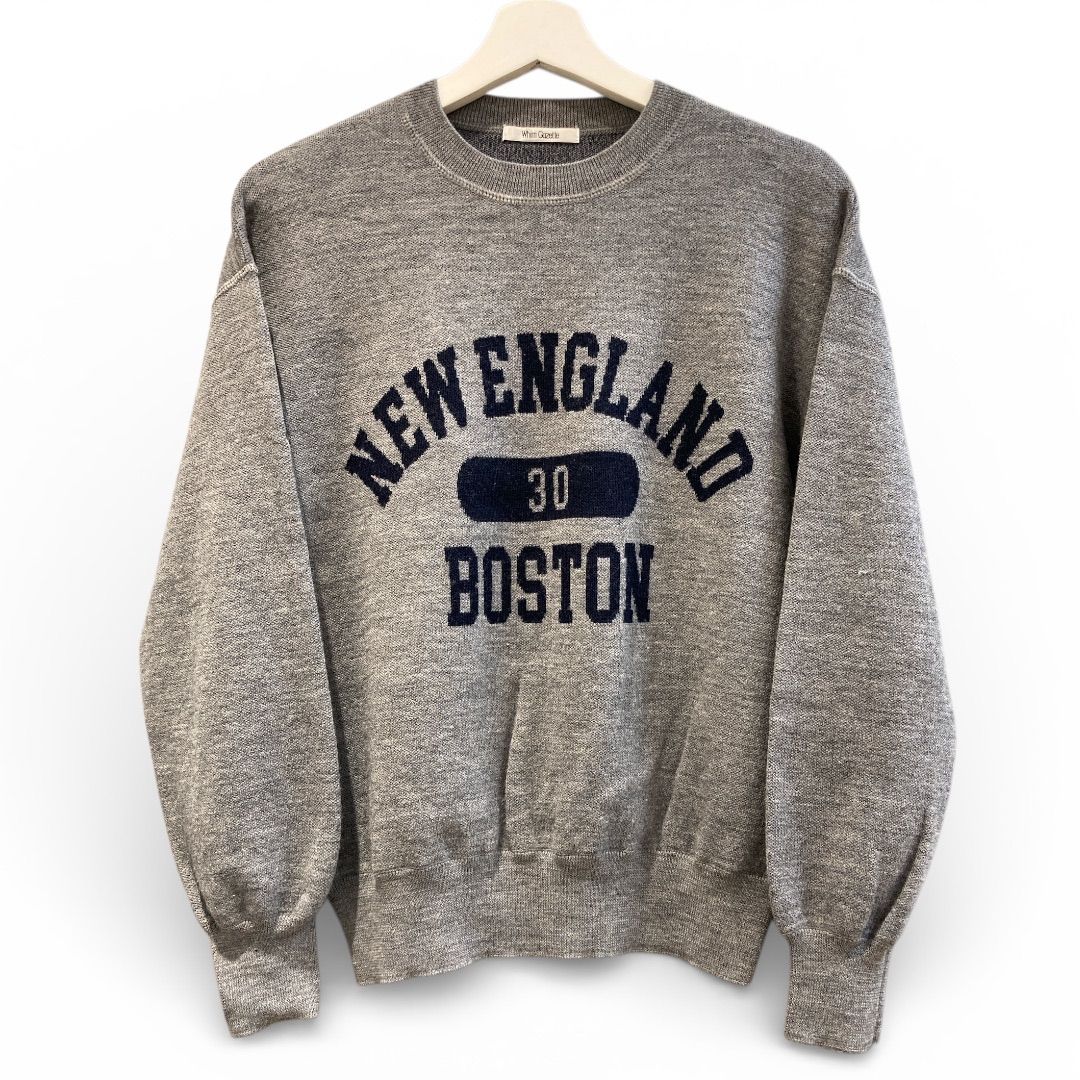 ウィムガゼット Whim Gazette ジャガードロゴニット グレー F 美品 Whim Gazette ウィムガゼット ジャガード ロゴニット グレー