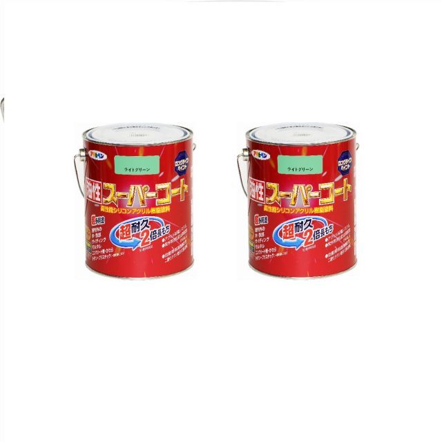 アサヒペン 油性スーパーコート 1．6L ライトグリーン 2缶セット