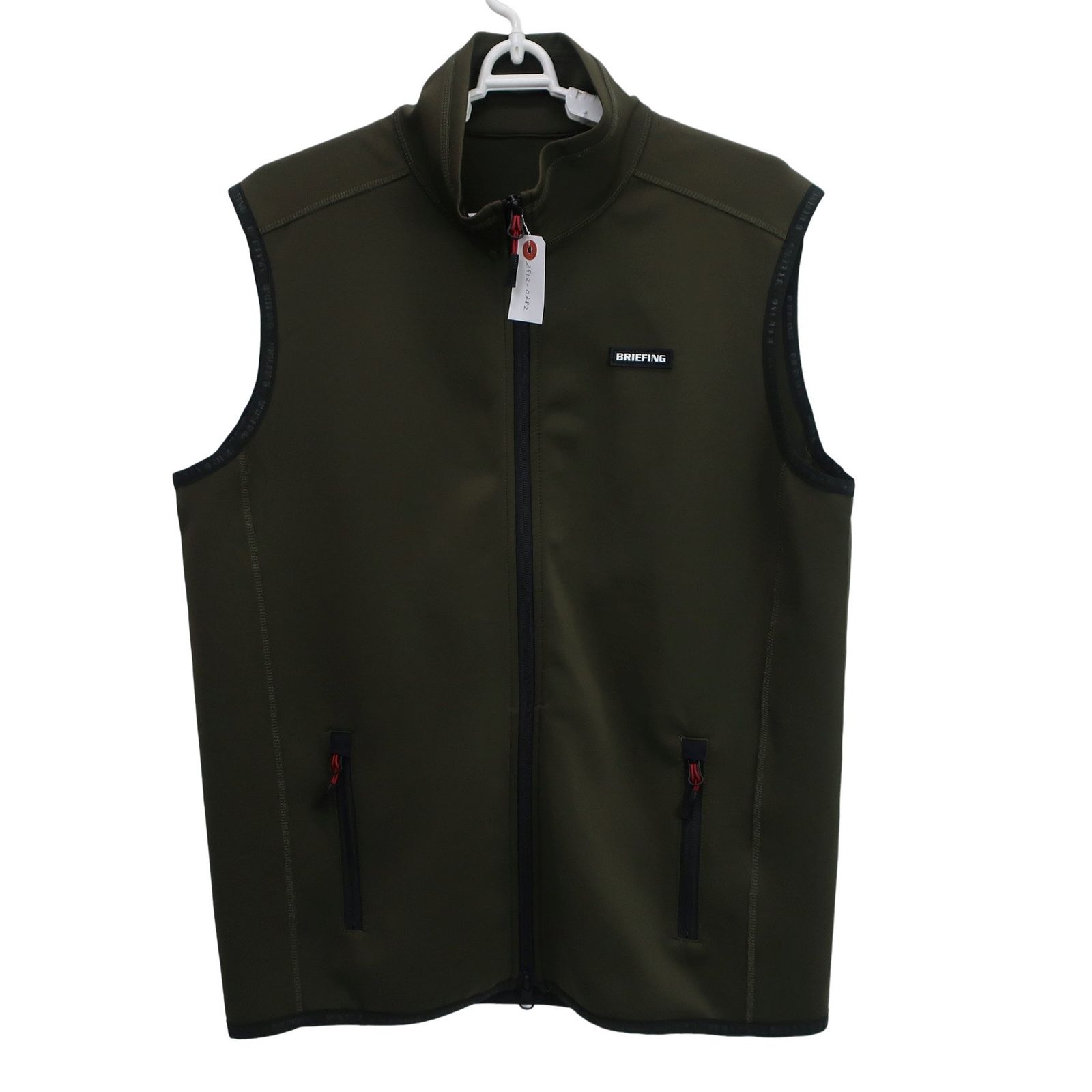 ブリーフィング　ベスト　カーキ　M 美品】BRIEFING(ブリーフィング) フルジップベスト カーキ メンズ L