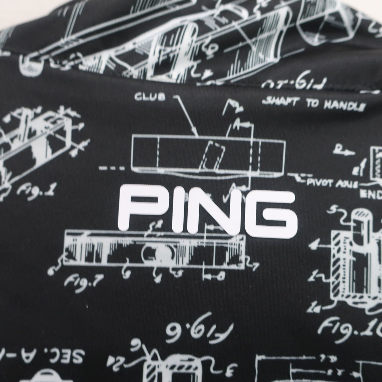 新品タグ付き未使用　PING フルジップ総柄ブルゾン 未使用品】PING(ピン) フルジップブルゾン 黒総柄 メンズ L 621