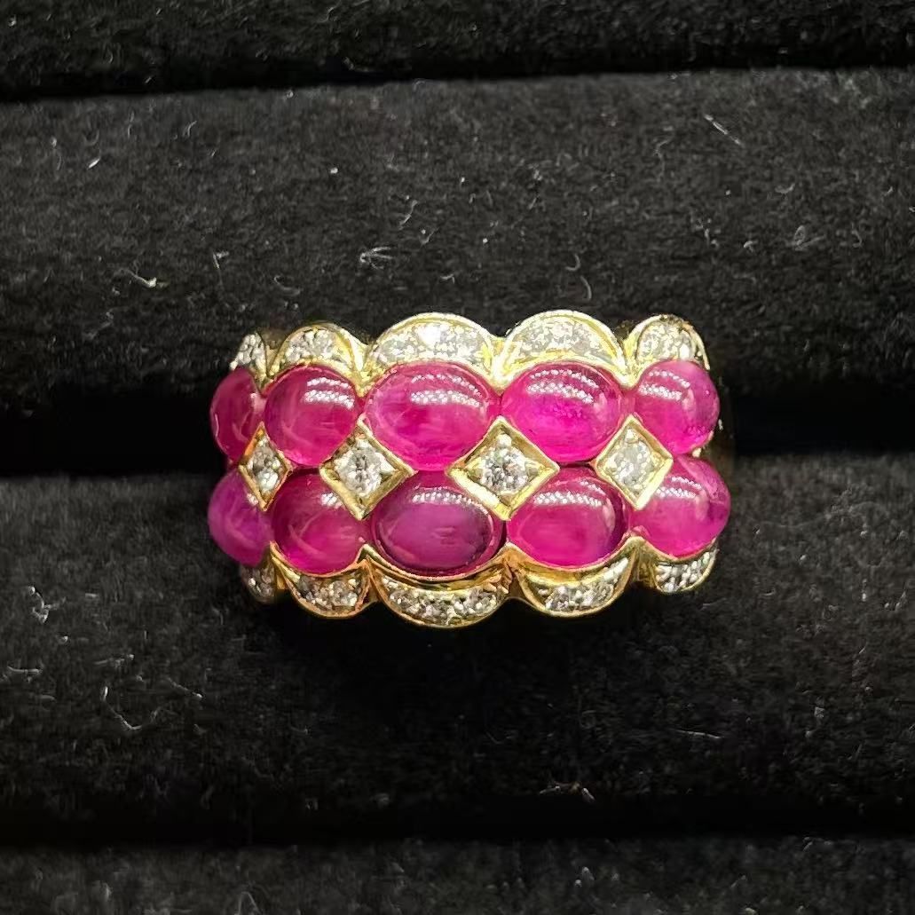 ルビー5 78 ct ダイヤモンド0 28 リング 13号 X 3913