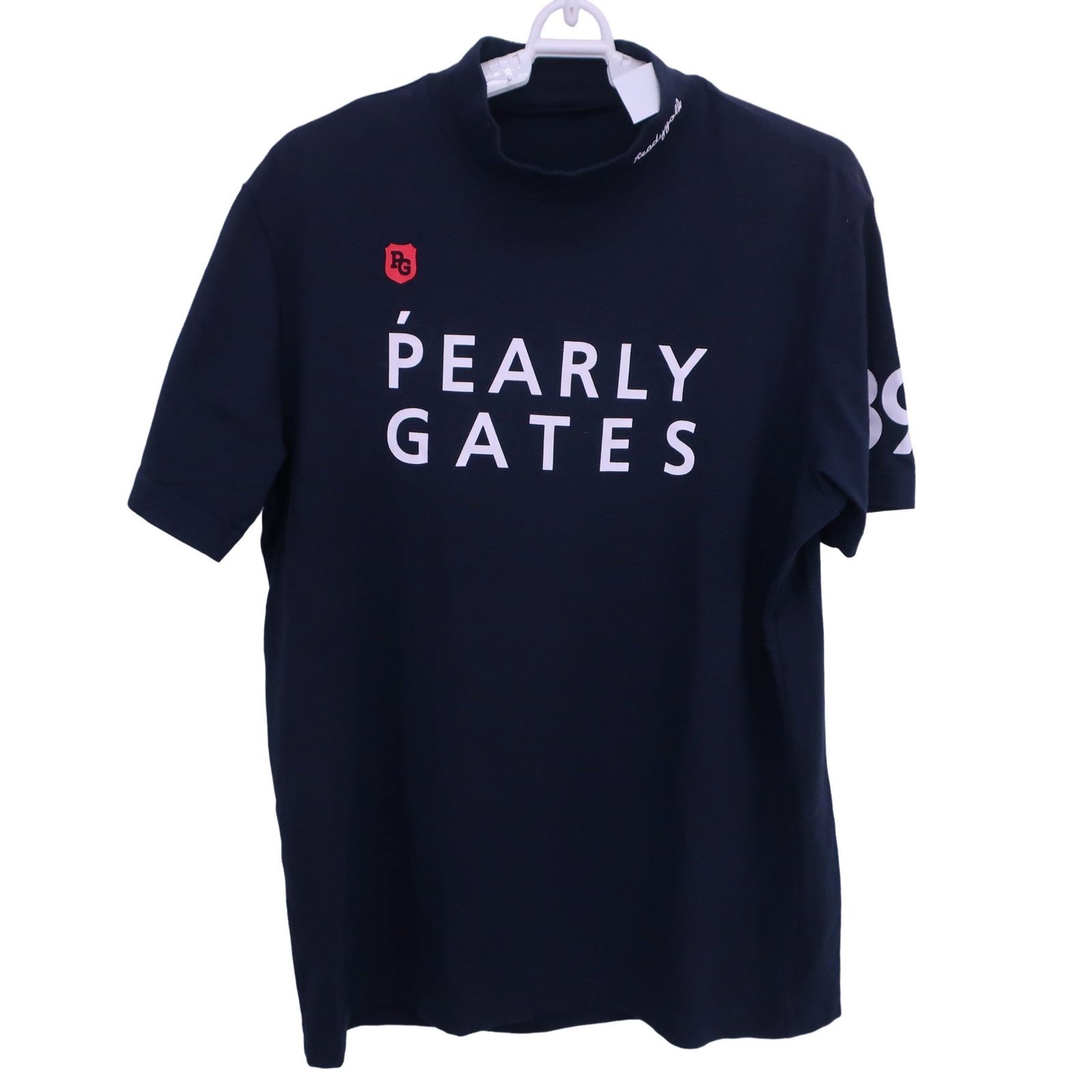 PEARLY GATES(パーリーゲイツ) 半袖モックネックシャツ ネイビー