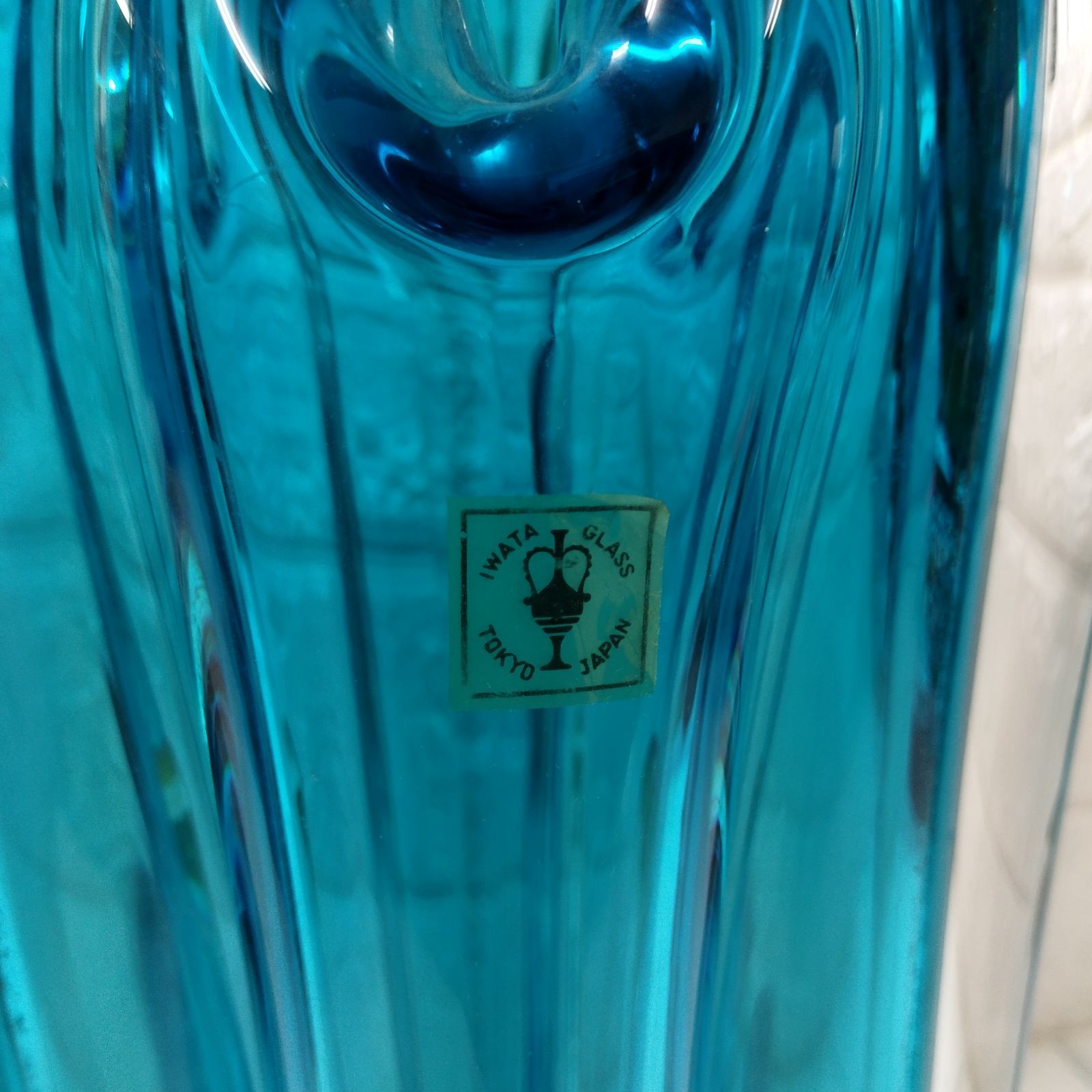 IWATA GLASS 花瓶 青 金 - メルカリ