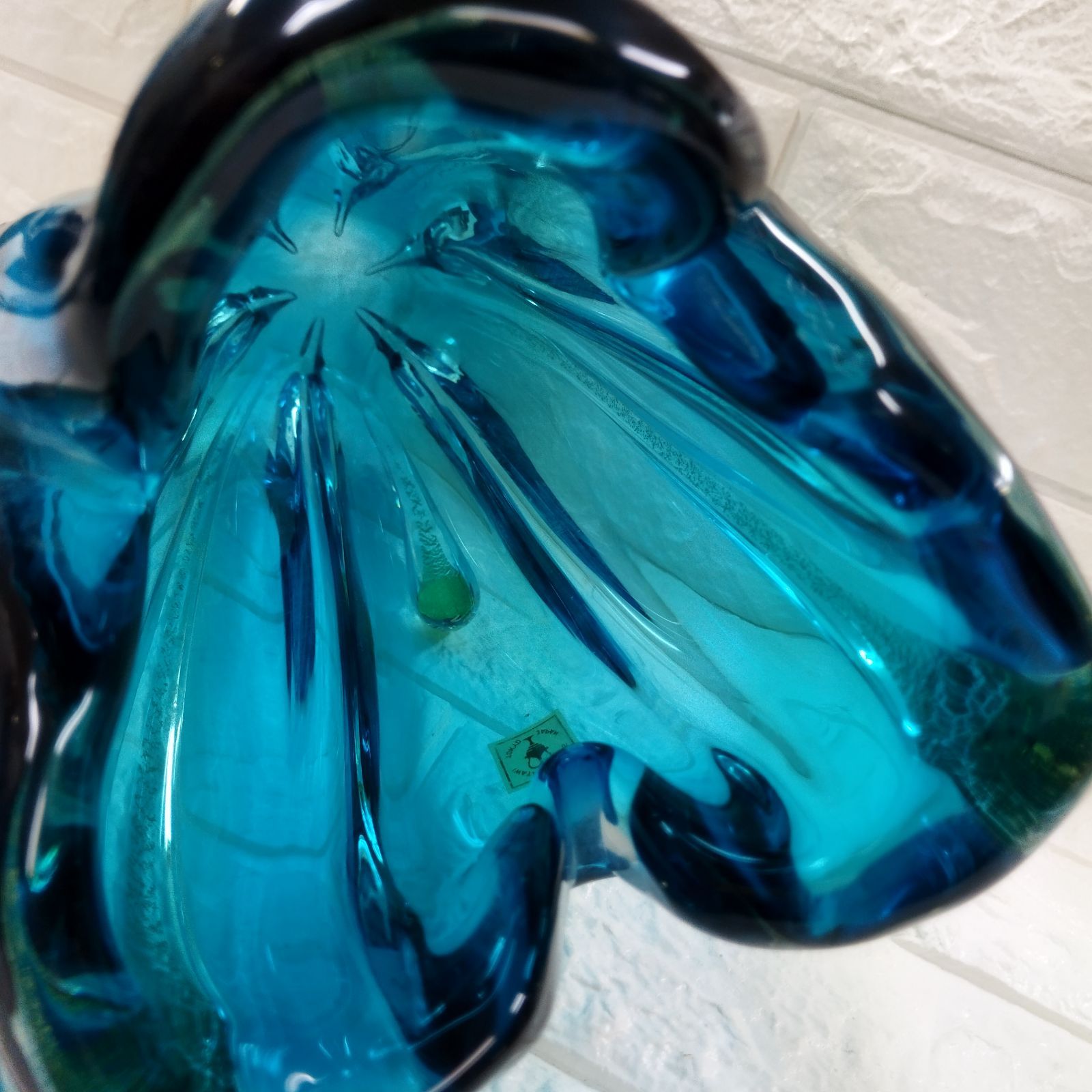 岩田ガラス　ブルー　金　花瓶 IWATA GLASS 花瓶 青 金 - メルカリ