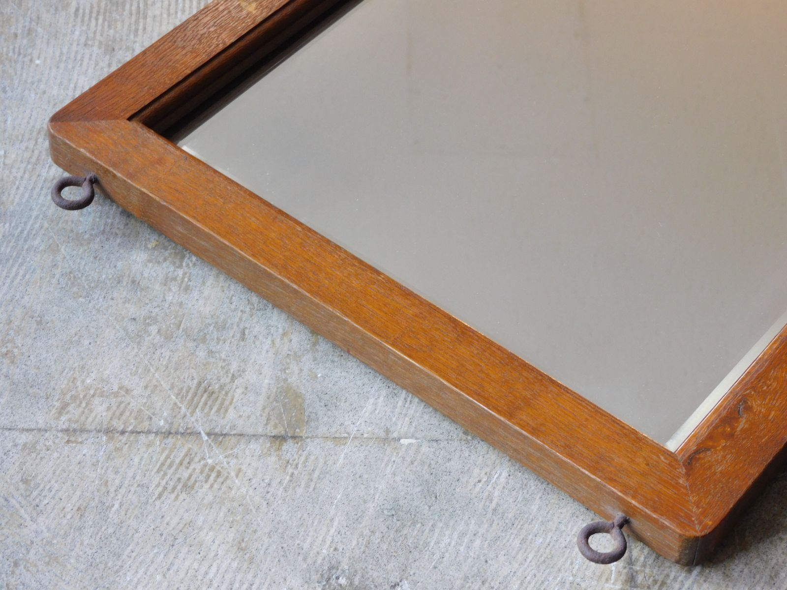 オーク材 壁掛け 鏡 ミラー HK-a-05751 / ファッション 木枠 木製 無垢